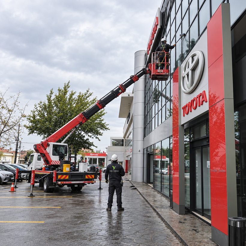 Toyota plaza dış cephe cam temizliği