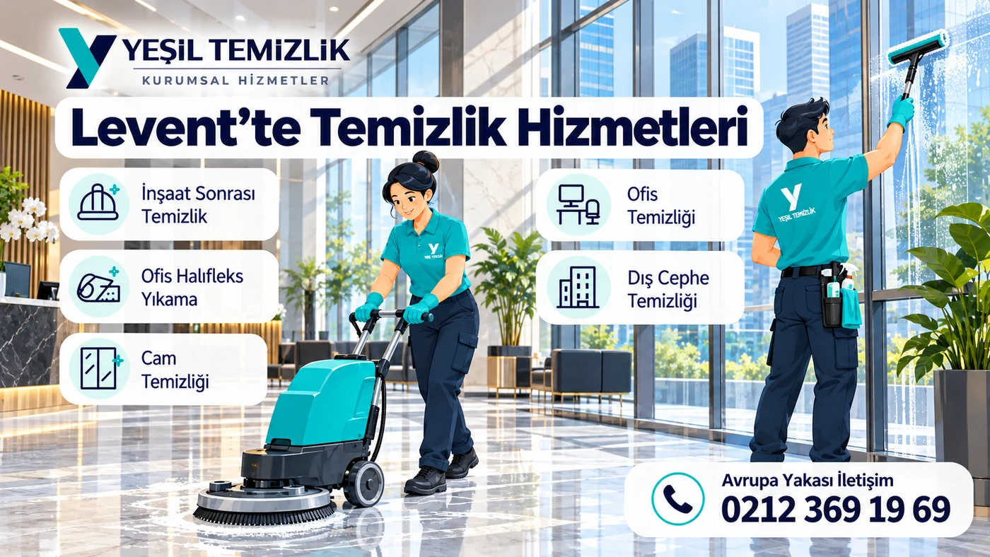 Levent temizlik hizmetleri: inşaat sonrası, ofis, dış cephe ve cam temizliği