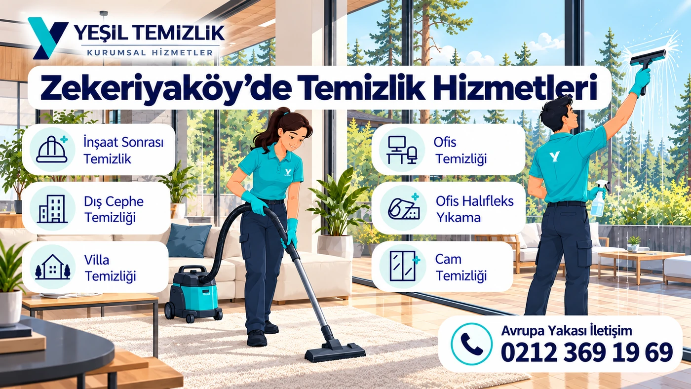 Zekeriyaköy temizlik hizmetleri: inşaat sonrası, ofis, dış cephe ve cam temizliği